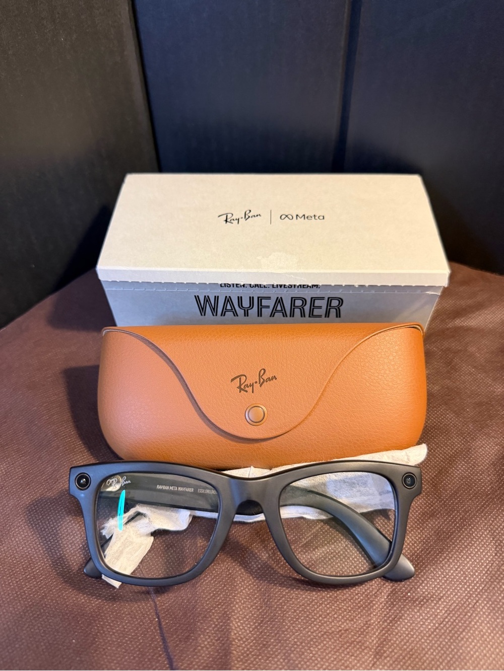 Ray-Ban Wayfarer Men's Sunglasses in Matte Black with Tan Case